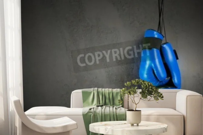 Fototapeta: Rękawice bokserskie wiszące na paznokciu na ścianie