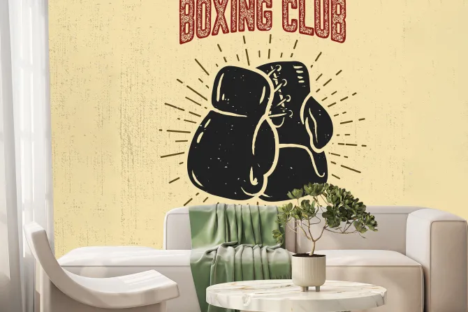 Fototapeta: Rękawice bokserskie na żółtym tle