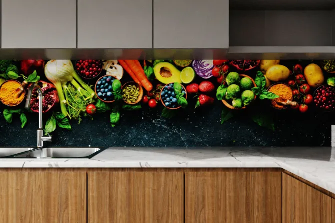 Fototapeta: Różnorodne warzywa i owoce z nasionami