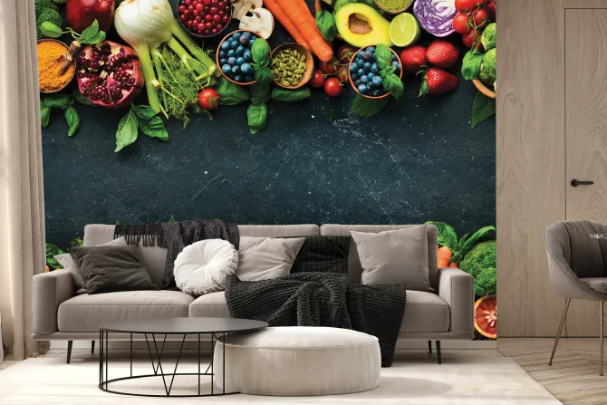 Fototapeta: Różnorodne warzywa i owoce z nasionami