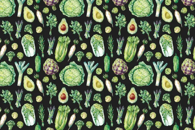 Fototapeta: Różnorodne warzywa na czarnym tle