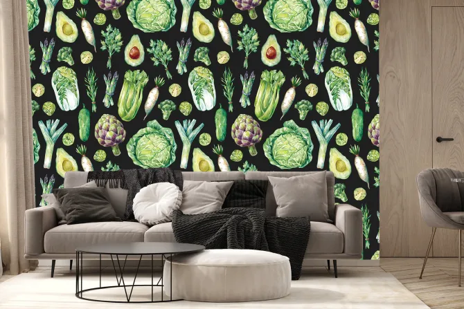 Fototapeta: Różnorodne warzywa na czarnym tle