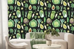 Fototapeta: Różnorodne warzywa na czarnym tle