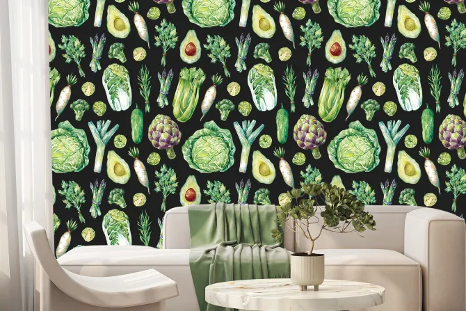 Fototapeta: Różnorodne warzywa na czarnym tle