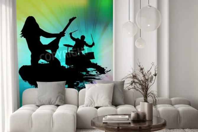 Fototapeta: Rock band w abstrakcyjnym tle, ilustracji wektorowych