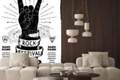 Fototapeta: Rock festival poster. rock and roll znak ręką