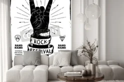 Fototapeta: Rock festival poster. rock and roll znak ręką