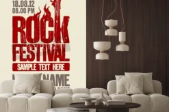 Fototapeta: Rock festival szablon z gitarą basową i miejsce na tekst.