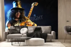 Fototapeta: Rockowy gitarzysta w cylindrze