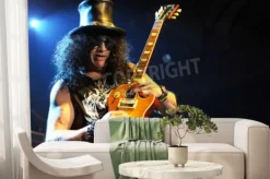 Fototapeta: Rockowy gitarzysta w cylindrze