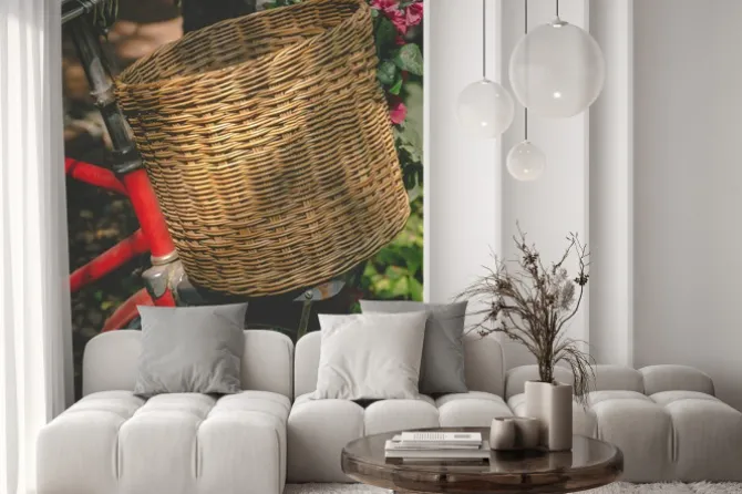 Fototapeta: Rocznika rower z koszem