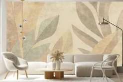 Fototapeta: Roślinny wzór liście na teksturowym tle