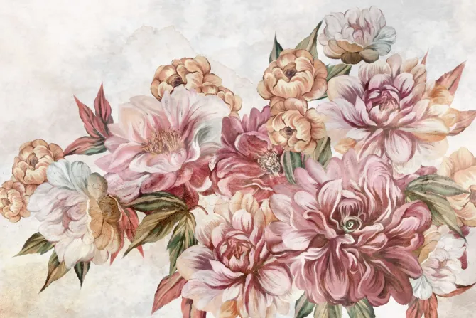 Fototapeta: Romantyczne kwiaty w stylu malunku nowoczesny wzór