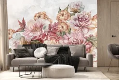 Fototapeta: Romantyczne kwiaty w stylu malunku nowoczesny wzór