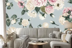 Fototapeta: Romantyczne różowe i beżowe kwiaty