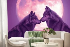 Fototapeta: Romantyczny obraz wilków przy pełni księżyca