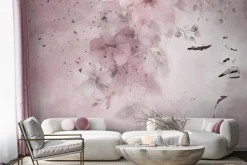 Fototapeta: Romantyczny portret kobiety otoczonej akwarelowymi kwiatami w