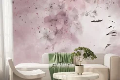 Fototapeta: Romantyczny portret kobiety otoczonej akwarelowymi kwiatami w