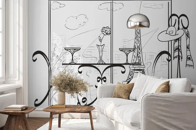 Fototapeta: Romantyczny szkic paryża w miejskim pejzażu