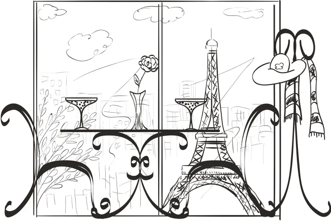 Fototapeta: Romantyczny szkic paryża w miejskim pejzażu