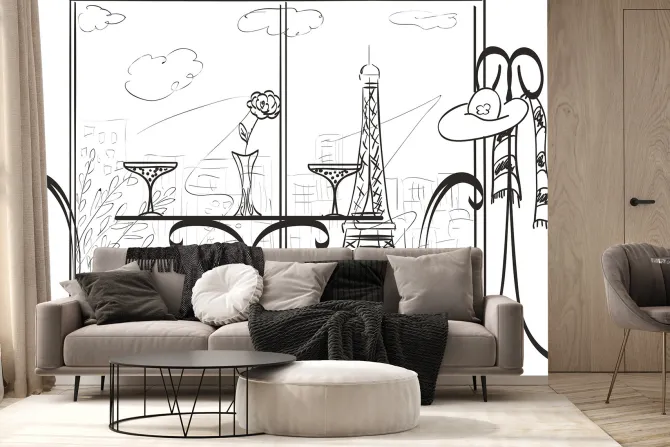 Fototapeta: Romantyczny szkic paryża w miejskim pejzażu