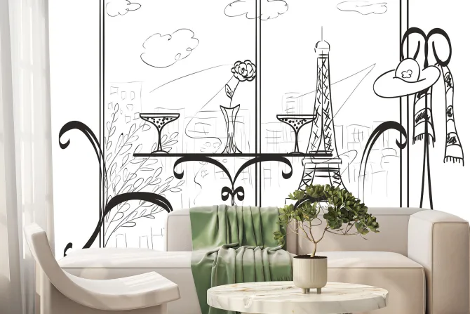 Fototapeta: Romantyczny szkic paryża w miejskim pejzażu