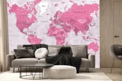 Fototapeta: Różowa mapa świata