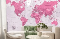 Fototapeta: Różowa mapa świata