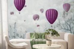 Fototapeta: Różowe balony na powietrze na szarym tle