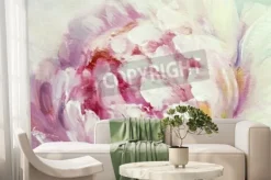 Fototapeta: Różowe i białe piwonie w stylu malarstwa olejnego