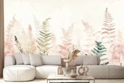Fototapeta: Różowe i zielone liście paproci