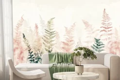 Fototapeta: Różowe i zielone liście paproci
