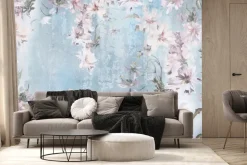 Fototapeta: Różowe kwiaty w stylu akwareli