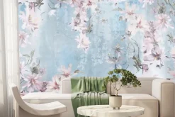 Fototapeta: Różowe kwiaty w stylu akwareli