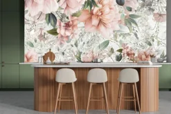 Fototapeta: Różowe kwiaty wśród zielonych liści