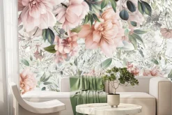 Fototapeta: Różowe kwiaty wśród zielonych liści