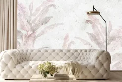 Fototapeta: Różowe liście palm na betonie