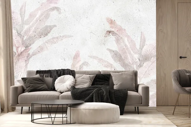 Fototapeta: Różowe liście palm na betonie