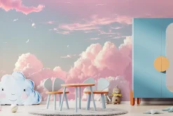 Fototapeta: Różowe obłoki chmur na błękitnym niebie