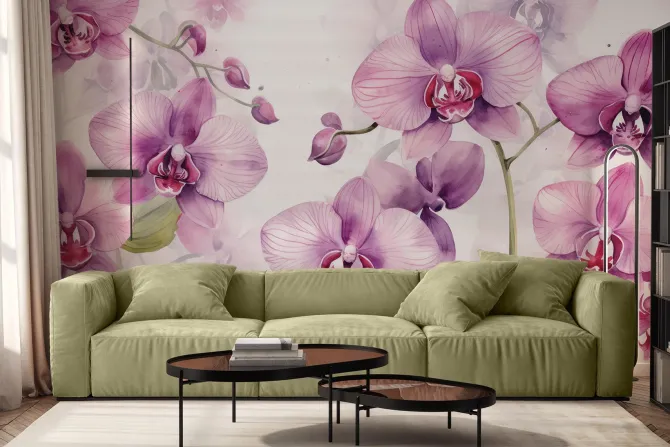 Fototapeta: Różowe storczyki z odbiciem cienia