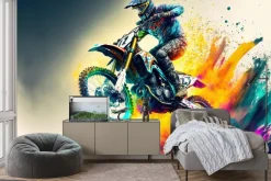 Fototapeta: Rowerzysta terenowy w kolorach