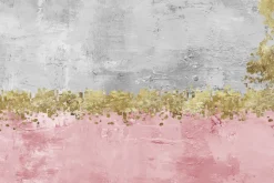 Fototapeta: Różowo-szary beton ze złotym zdobieniem