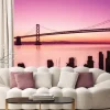 Fototapeta: Różowy krajobraz z zachodem słońca i mostem golden gate bridge