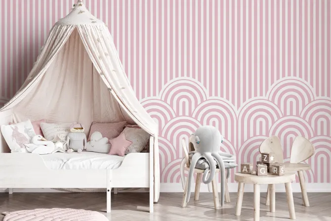 Fototapeta: Różowy wzór w paski dla dziewczynek