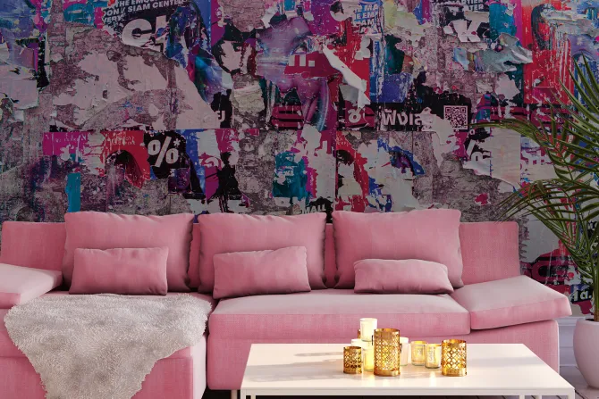 Fototapeta: Rozdarte artystyczne plakaty na ścianie