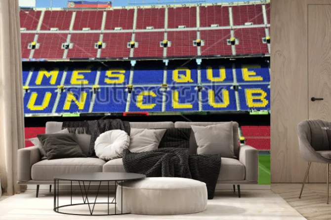 Fototapeta: Rozdrobnić stadion piłkarski obóz nou w barcelona, hiszpania.