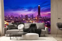 Fototapeta: Ruch w nowoczesne miasta w nocy, bangkok, tajlandia