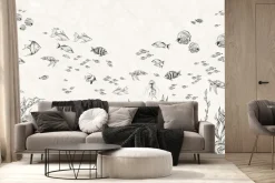 Fototapeta: Ryby w podwodnym świecie minimalistyczna ilustracja