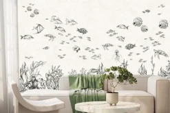 Fototapeta: Ryby w podwodnym świecie minimalistyczna ilustracja