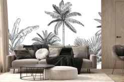 Fototapeta: Rysowane palmy i bananowce